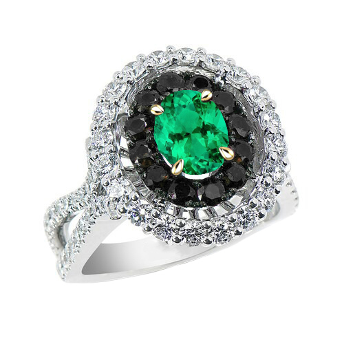 Edler Smaragd Oval-Schliff Schmuckstein-Ring in 14K – Hauptansicht