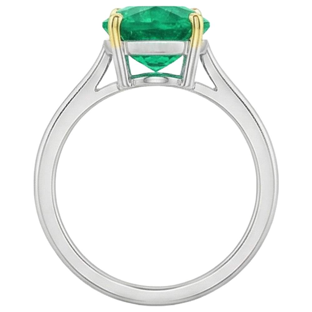 Birnen-Schliff Kolumbianischer Smaragd Ring in 14 Karat Zweifarbig Gold – Draufsicht
