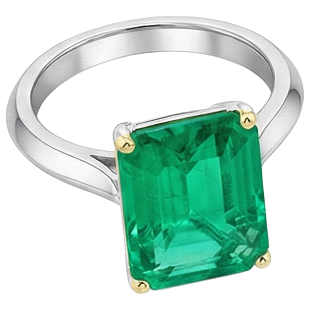 Erdgewonnener Smaragd Farbstein-Ring – Schrägansicht