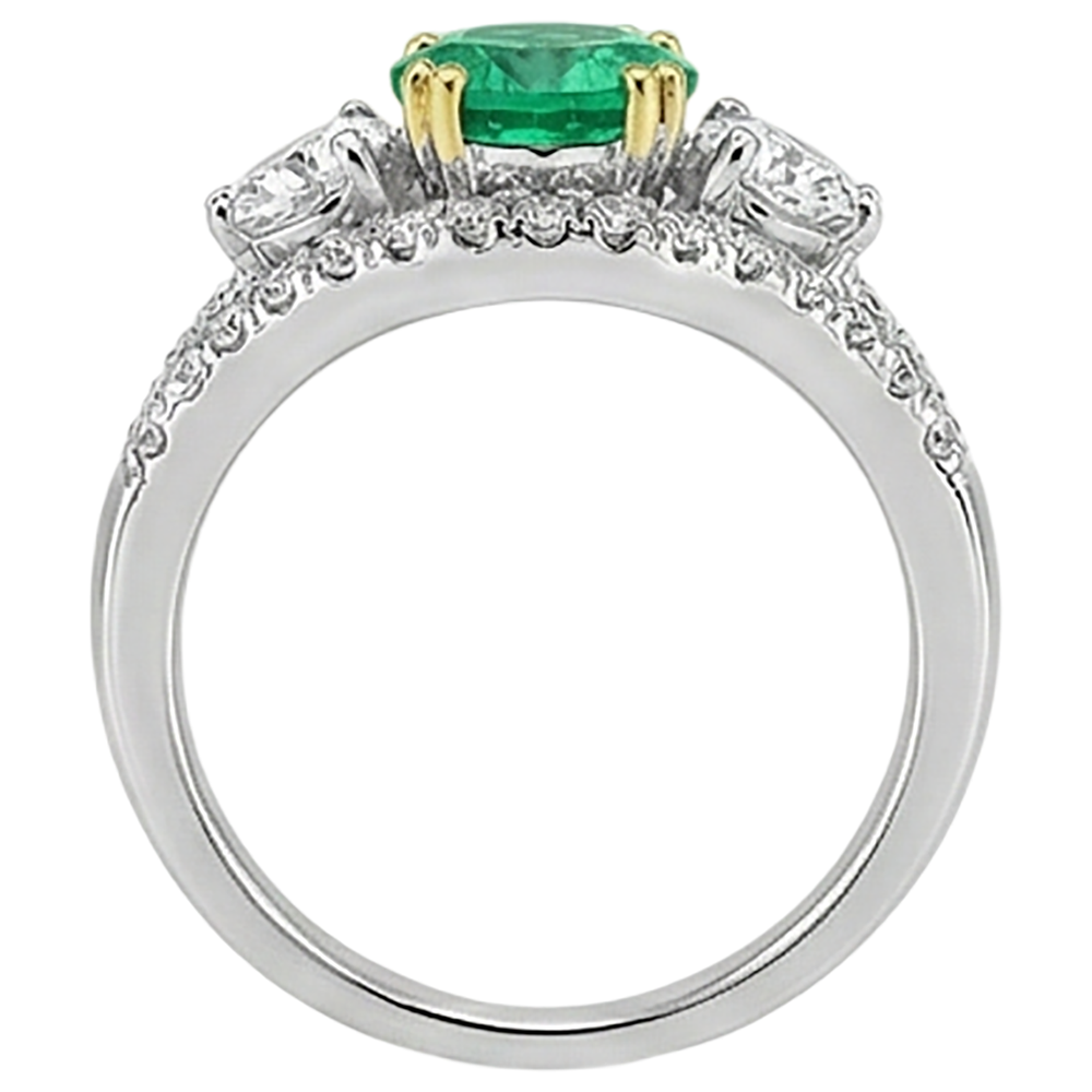 Kolumbianischer Smaragd Schmuckstein-Ring 2,50-Karat Bicolor 14K Gold – Profilansicht