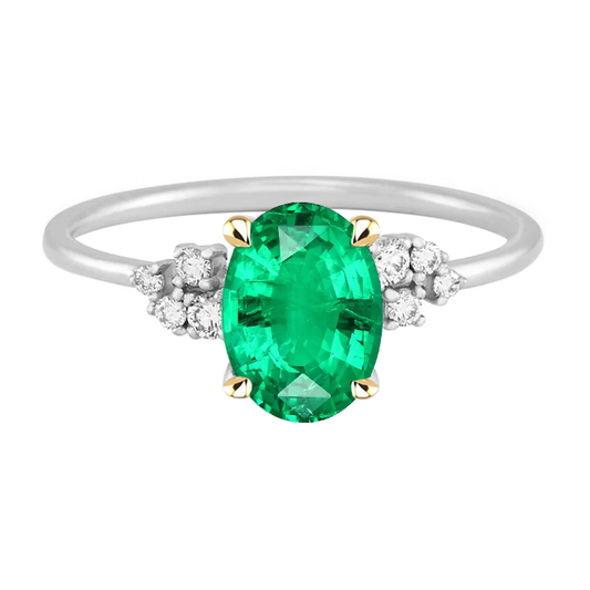 Smaragd Schmuckstein-Ring 3,50-Karat Bicolor 14K Gold – Hauptansicht