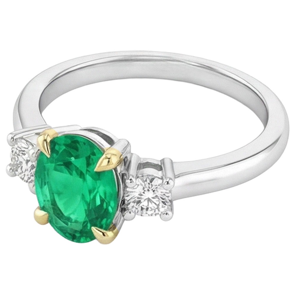 Handgefertigter Schmuckstein-Ring 2 Karat – Schrägansicht