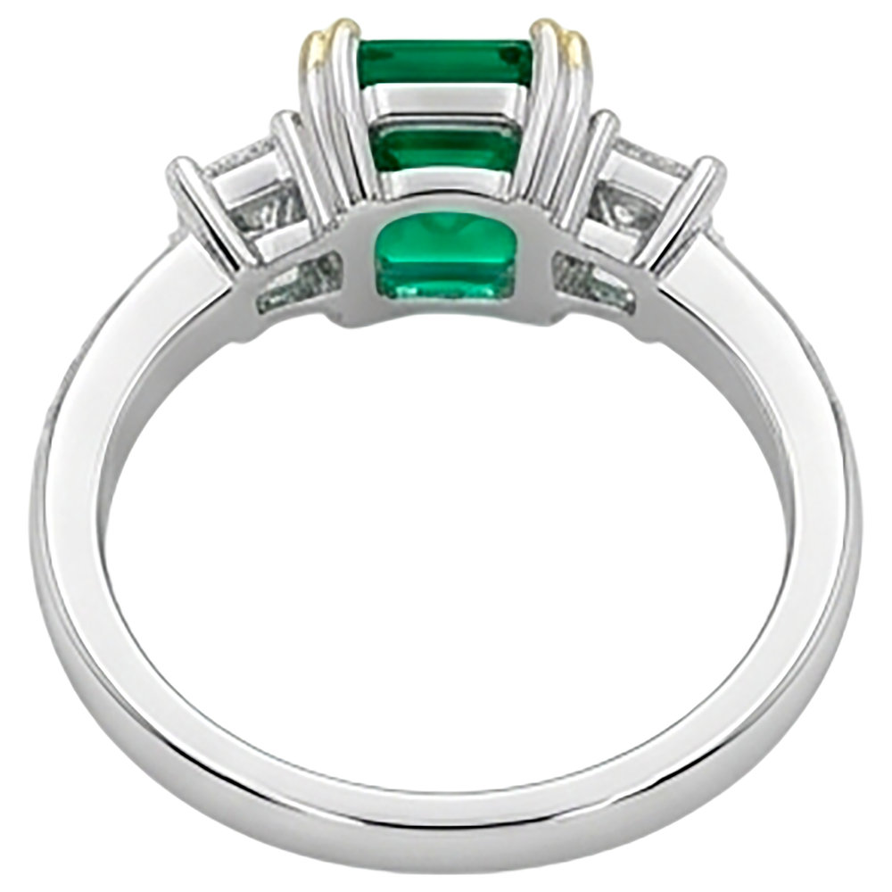 Kolumbianischer Smaragd Schmuckstein-Ring 2-Karat Bicolor 14K Gold – Rückansicht