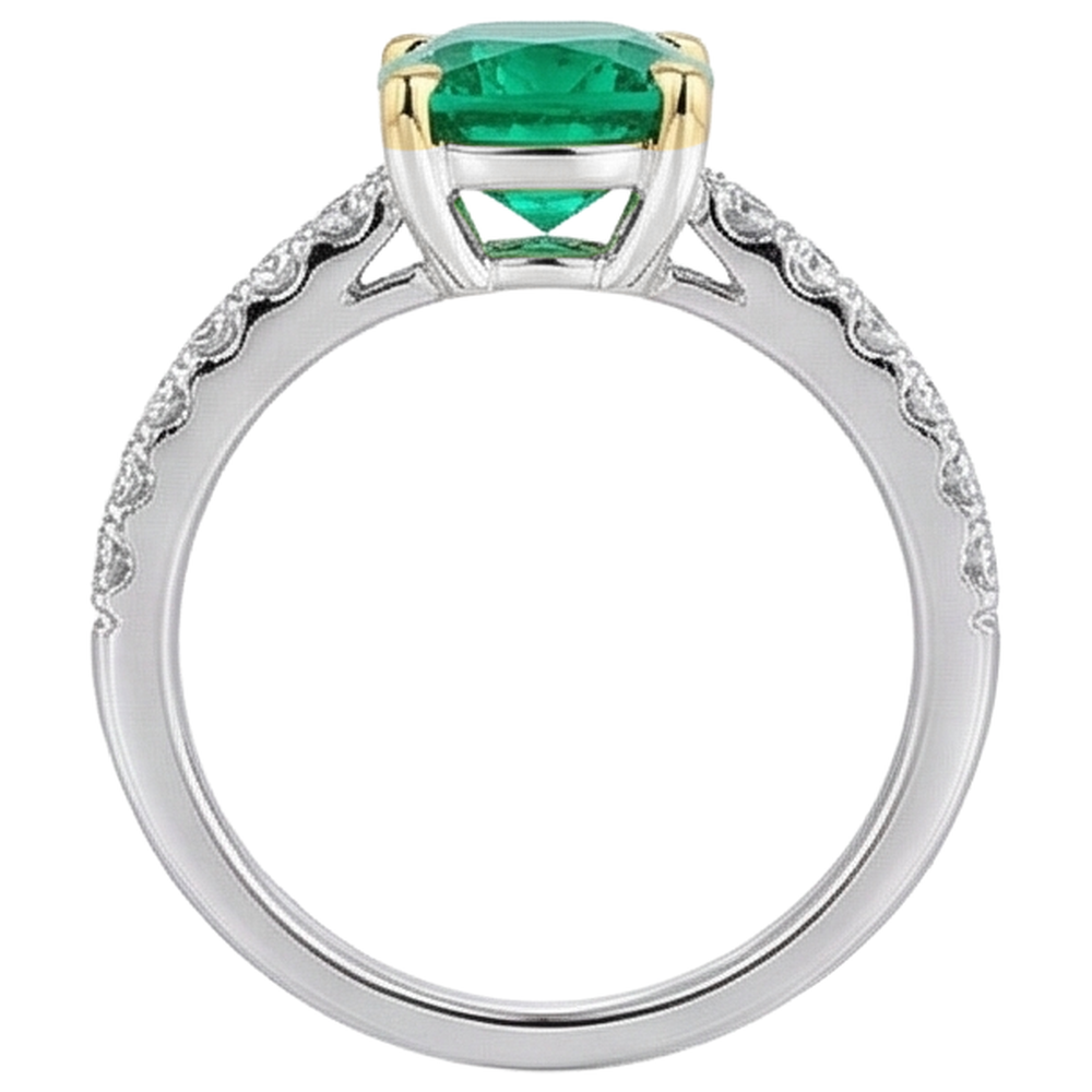 Eleganter Edler Smaragd Edelstein-Ring 3 Karat – Draufsicht