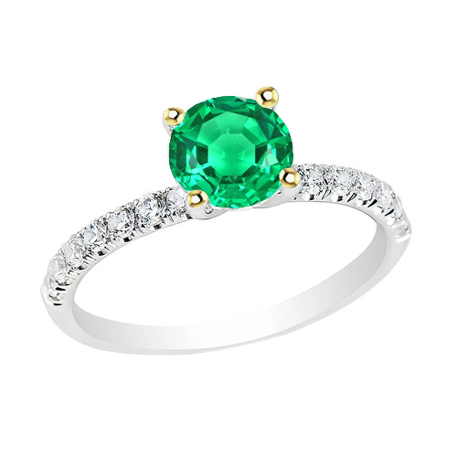 Edelstein-Ring Zweifarbiges 14K Gold mit Smaragd – Hauptansicht