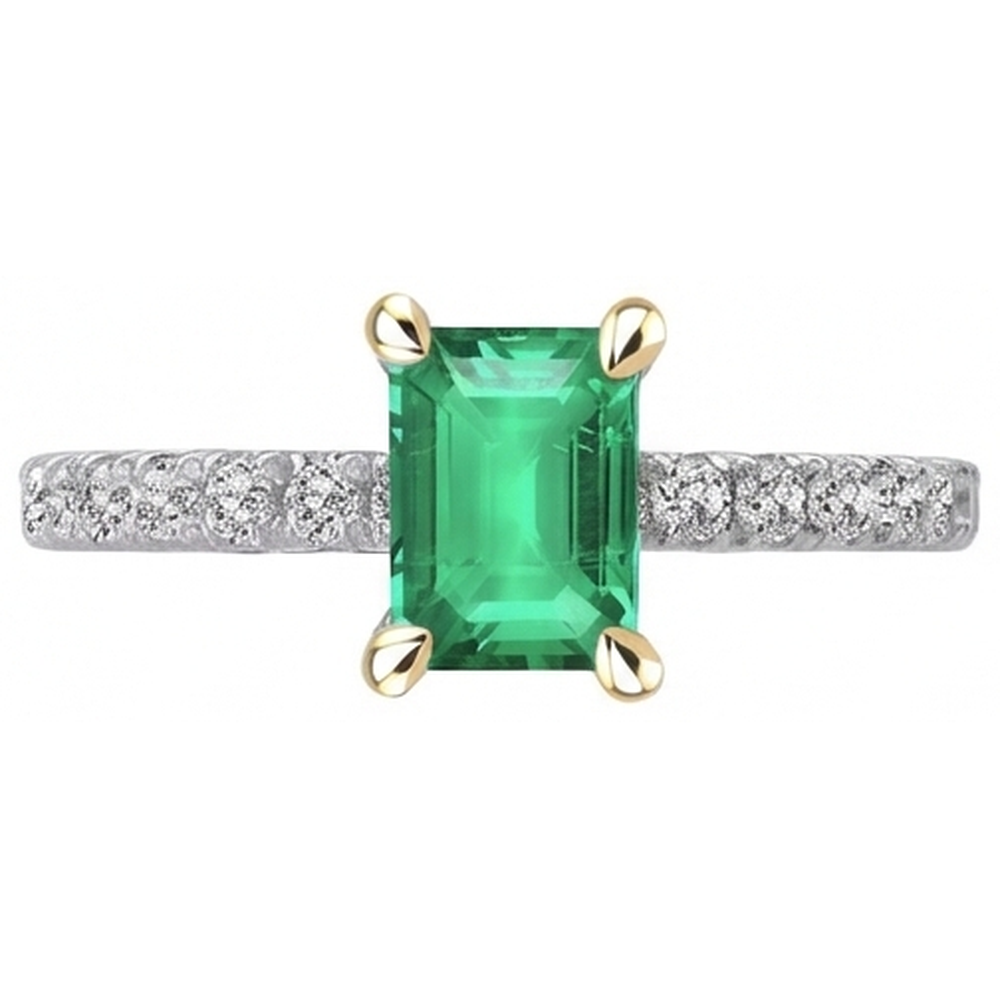 Echter Smaragd Farbstein-Ring – Schrägansicht