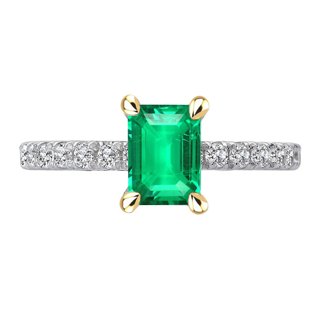 Echter Smaragd Farbstein-Ring 2,50 Karat Bicolor 14K Gold – Hauptansicht