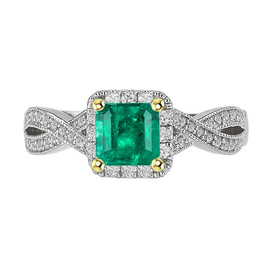 Edelstein-Ring Bicolor 14K Gold mit Edler Smaragd – Hauptansicht