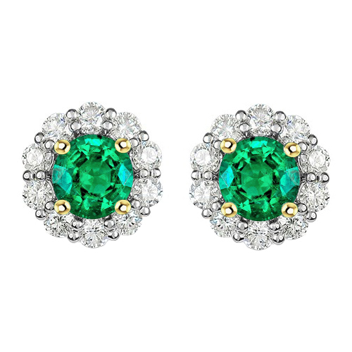 Edler Smaragd Gemstone Earring 1,50-Karat Bicolor 14K Gold – Hauptansicht