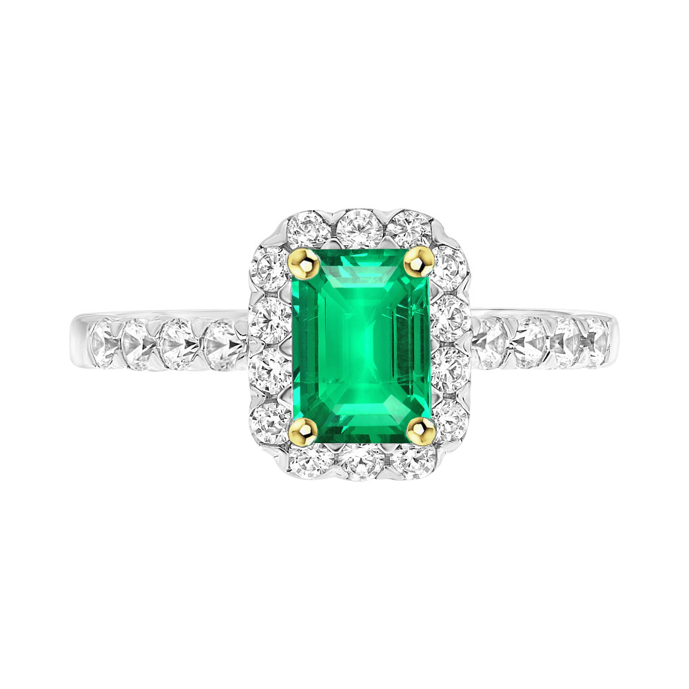 Smaragd Edelstein-Ring 2-Karat Bicolor 14K Gold – Hauptansicht