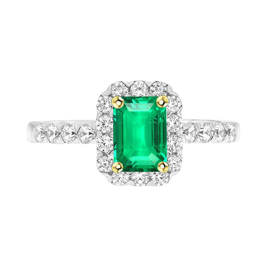 Smaragd Edelstein-Ring 2-Karat Bicolor 14K Gold – Hauptansicht