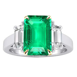 Kolumbianischer Smaragd Farbstein-Ring 4 Karat F/VVS1 – Bicolor