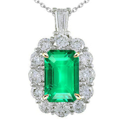 Funkelnder VVS Smaragd Edelstein-Anhänger – 6 Karat Bicolor 14K