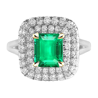 Smaragd-Schliff Smaragd Ring in 14 Karat Zweifarbig Gold – Hauptansicht