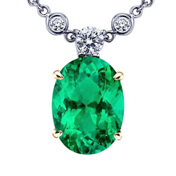 Oval Edler Smaragd Schmuckstein-Anhänger in Bicolor 14K Gold – 8