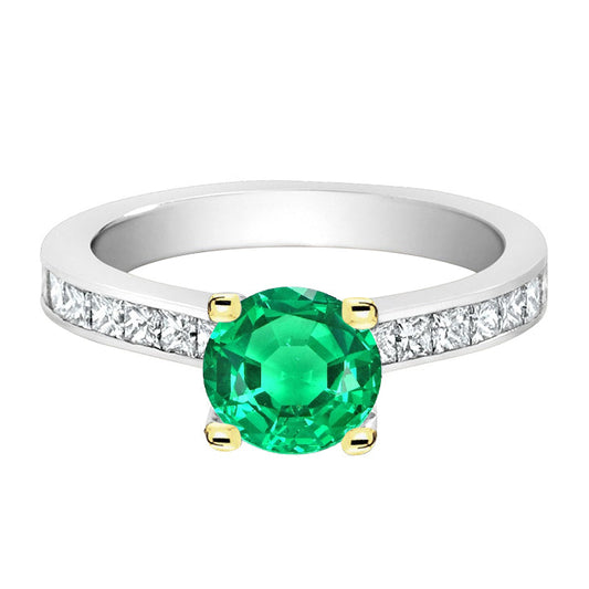 Farbstein-Ring Bicolor 14K Gold mit Edler Smaragd – Hauptansicht