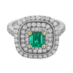Pavé Edelstein-Ring – Smaragd 1 Karat Zweifarbiges 14K Gold