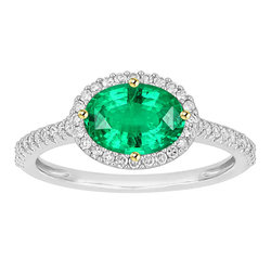 Zweifarbiges 14K Gold GIA-Zertifiziert Smaragd Farbstein-Ring 2