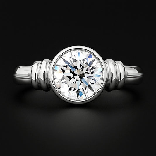 Großer 3 Karat Echt Aus der Erde Abgebauter Natürlicher Diamant Solitär Ring Lünettenfassung Weißgold 14K