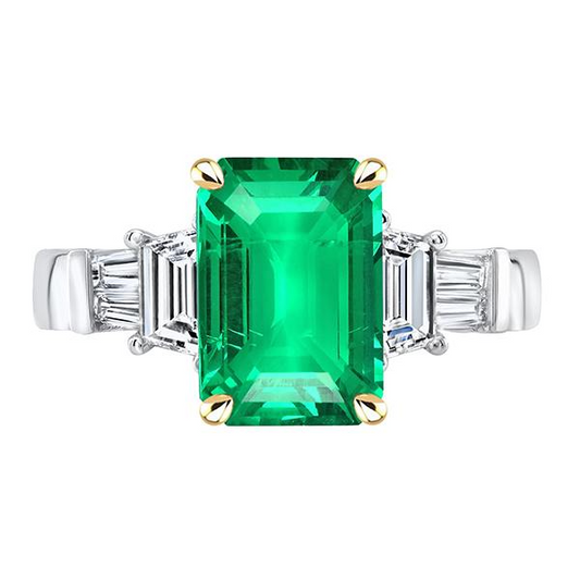 Großer Grüner Smaragd Edelstein Ring Natürlicher Erdgebauter Diamant Damen Schmuck