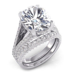 Groß Ovale Echt Aus der Erde Abgebauter Natürlicher Diamant Hochzeit Ring Und Band Set
