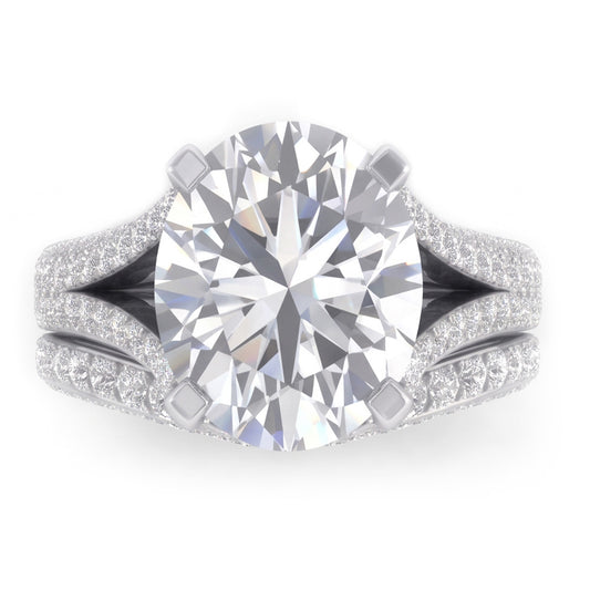 Groß Ovale Echt Aus der Erde Abgebauter Natürlicher Diamant Hochzeit Ring Und Band Set