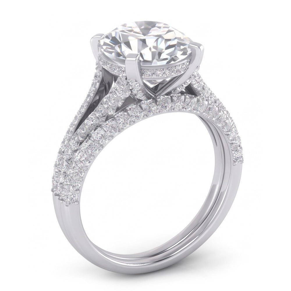 Groß Ovale Echt Aus der Erde Abgebauter Natürlicher Diamant Hochzeit Ring Und Band Set