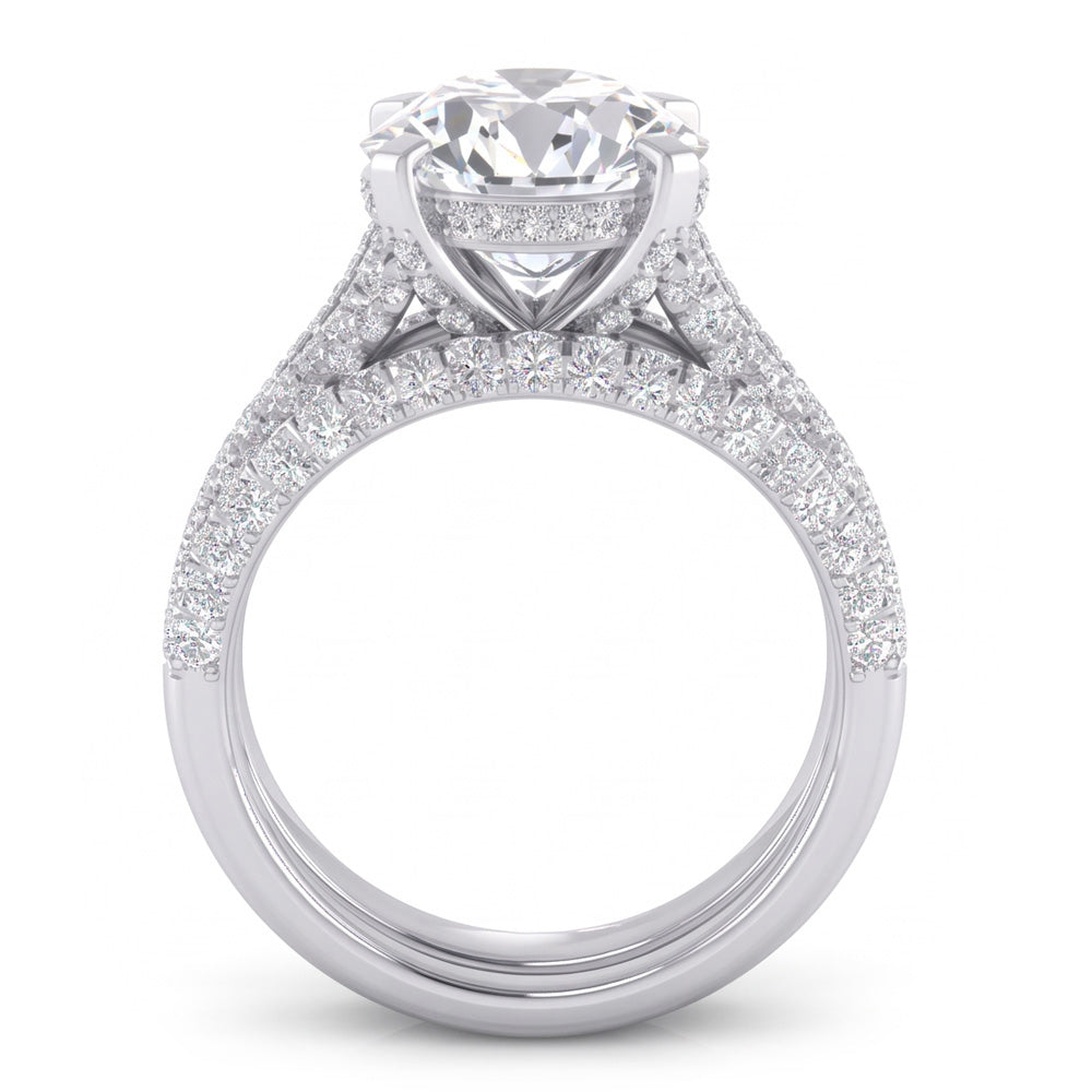 Groß Ovale Echt Aus der Erde Abgebauter Natürlicher Diamant Hochzeit Ring Und Band Set