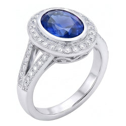 Echter Saphir Ring 4.75 Karat - 14K Weißgold