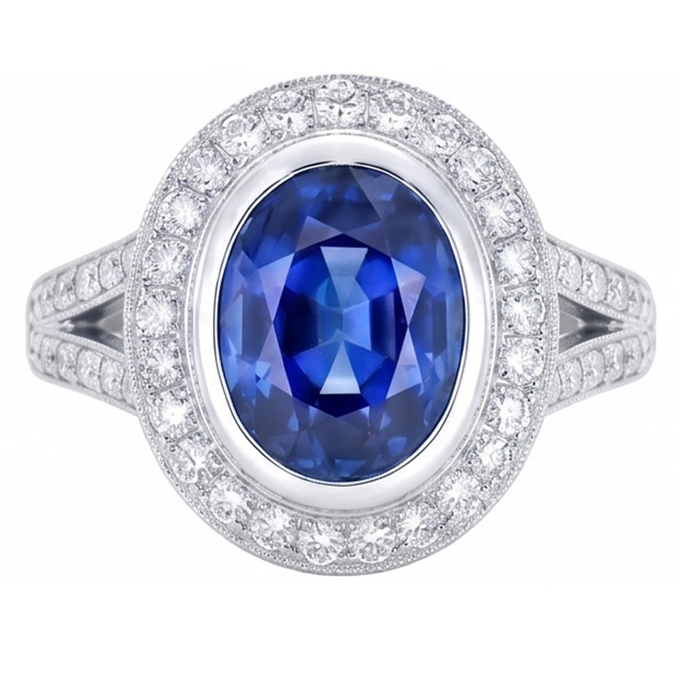 echter oval saphir 4.75Karat ring Seitenansicht