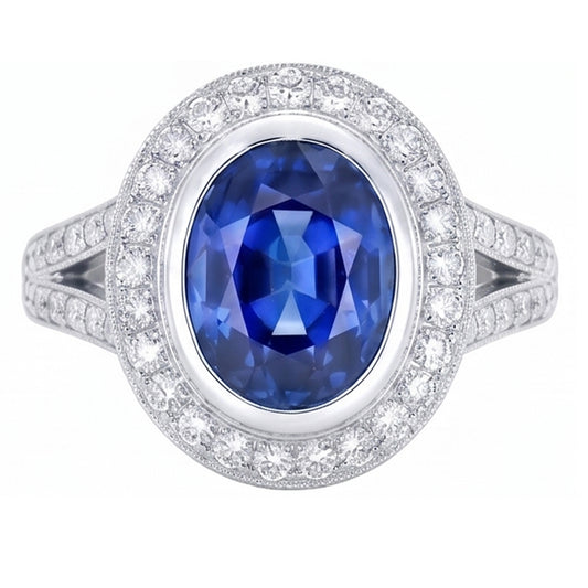echter oval saphir 4.75Karat ring Seitenansicht