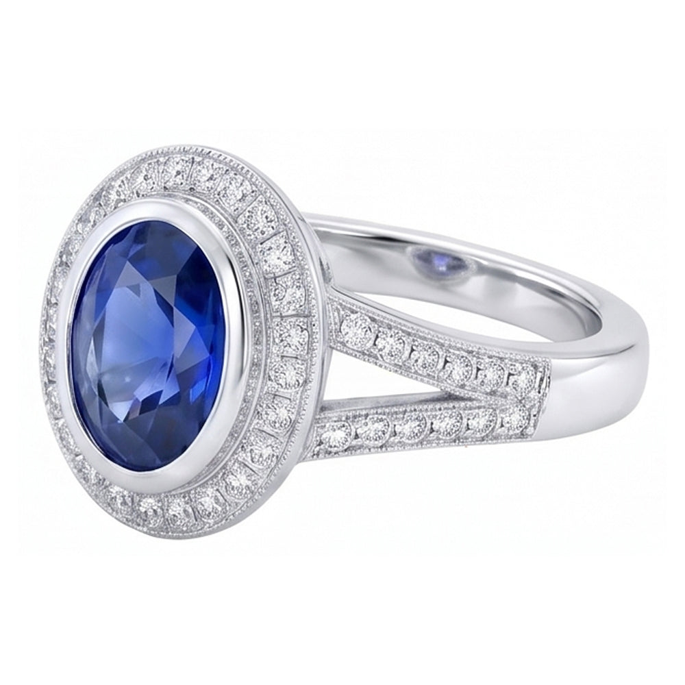 echter oval saphir 4.75Karat ring Detailansicht