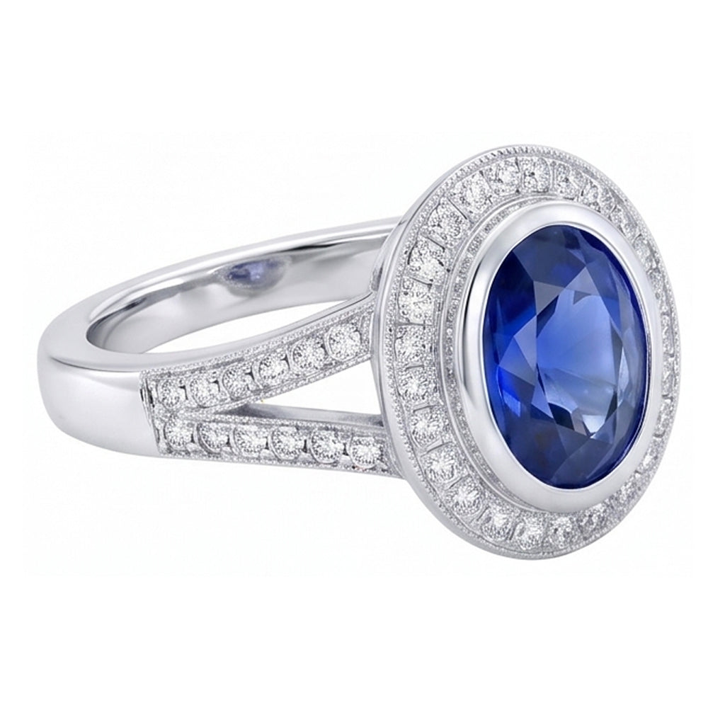 echter oval saphir 4.75Karat ring Draufsicht