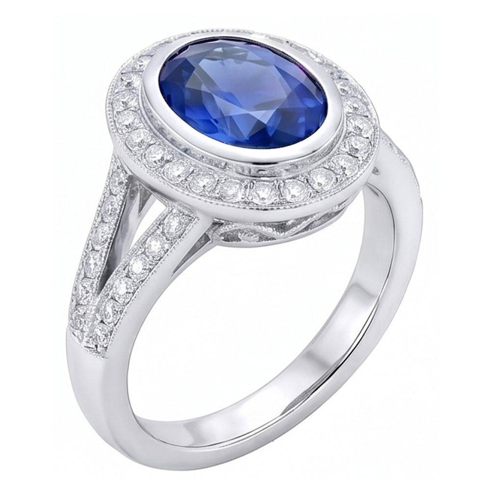 echter oval saphir 4.75Karat ring Vorderansicht