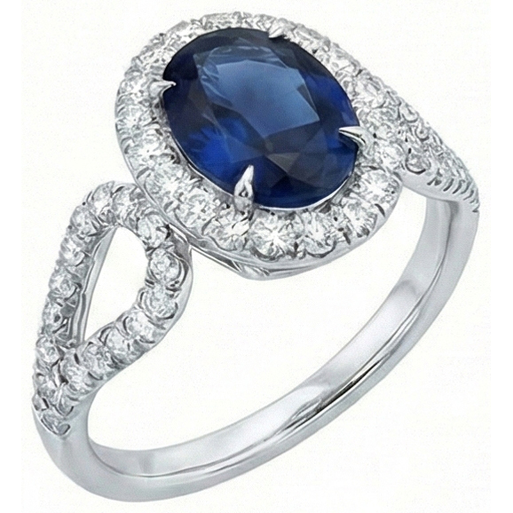 echter oval diamant 5Karat ring Draufsicht