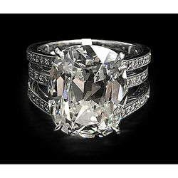 Großer Echt Diamant-Verlobungsring im Kissenschliff 7,5 Karat Weißgold 14K