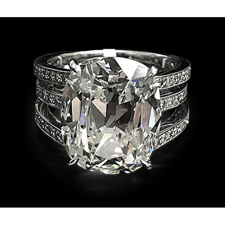 Großer Echt Diamant-Verlobungsring im Kissenschliff 7,5 Karat Weißgold 14K