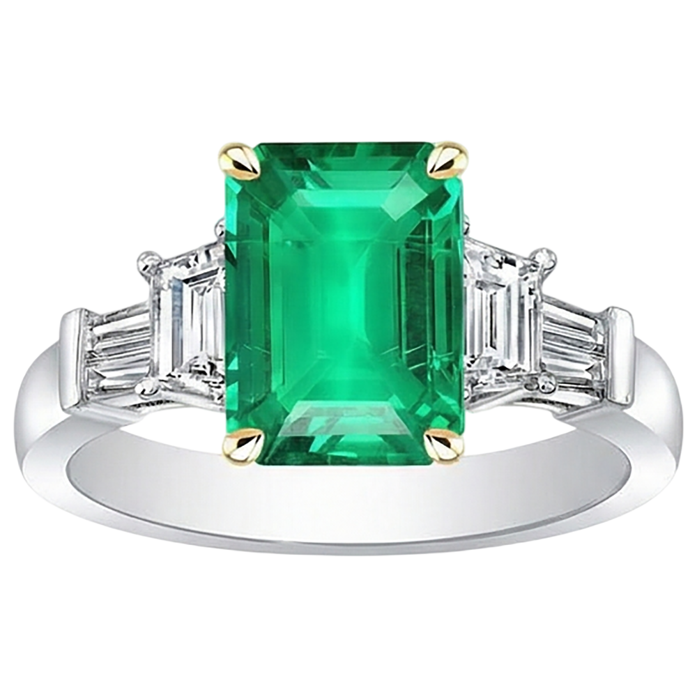 Großer Grüner Smaragd Edelstein Ring Natürlicher Erdgebauter Diamant Damen Schmuck