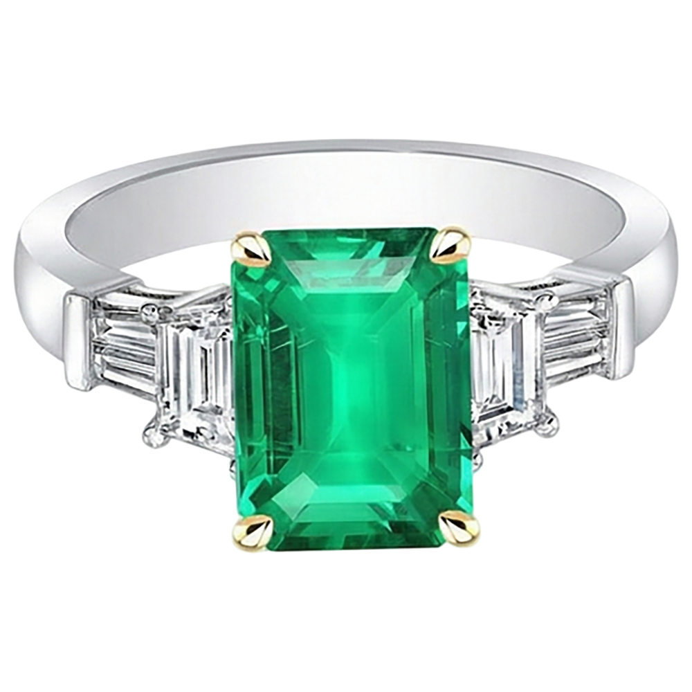 Großer Grüner Smaragd Edelstein Ring Natürlicher Erdgebauter Diamant Damen Schmuck