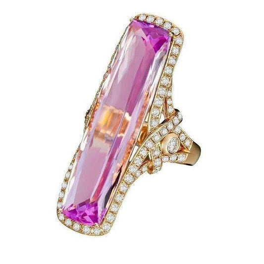 Großer Kunzit-Cocktail-Diamantring