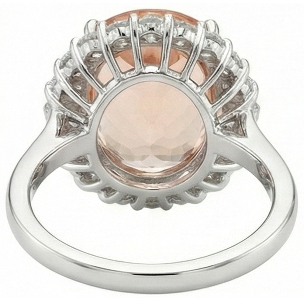 Großer Morganit mit kleinen Aus der Erde Abgebauter Natürlicher Diamanten 18.50 ct. Ring Neu Weißgold 14K
