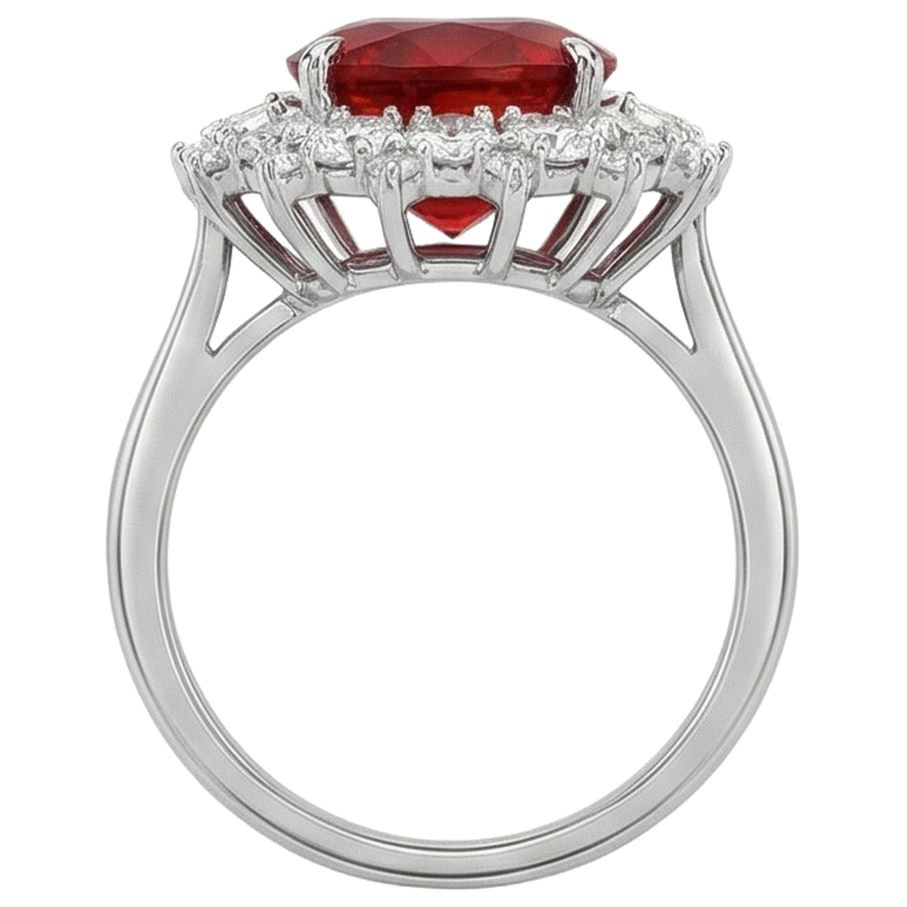 echter round rubin 7.25Karat ring auf Weiß