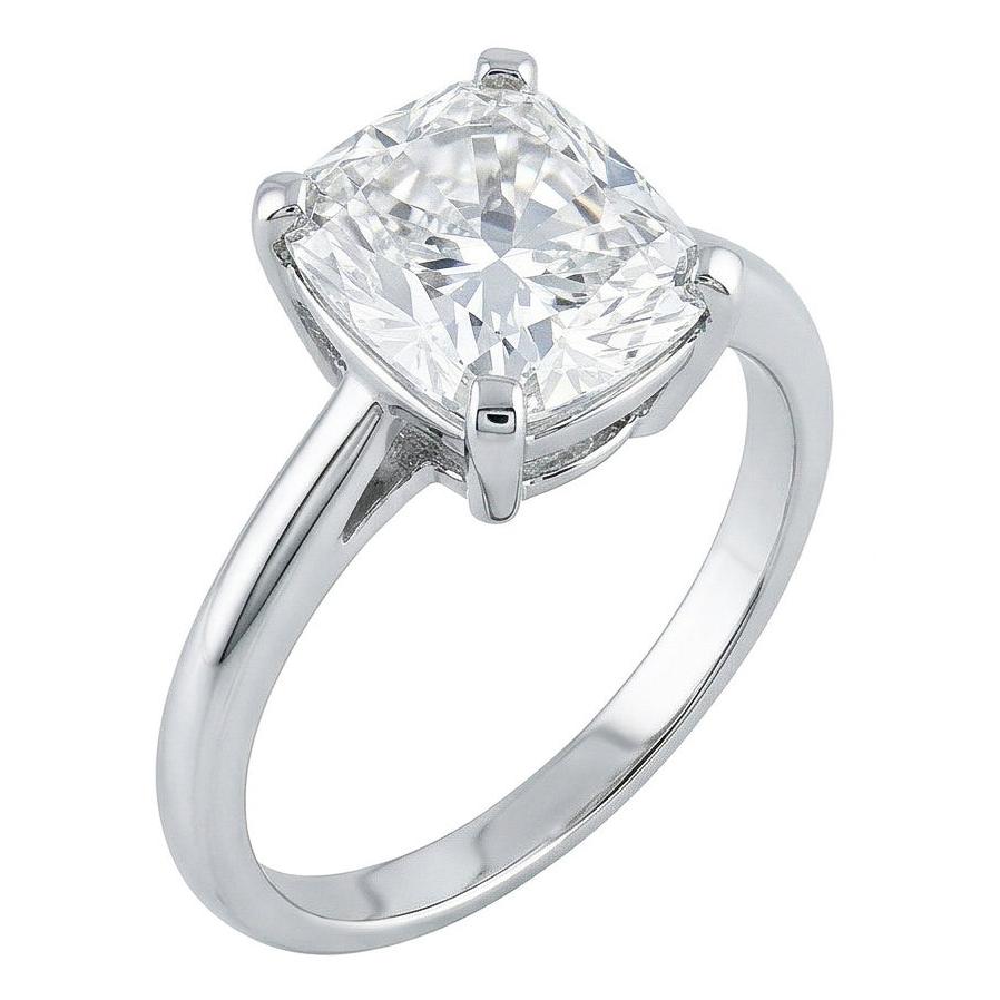 Großer Solitärring mit Echt Aus der Erde Abgebauter Natürlicher Diamant im Kissen Cut 3 Karat