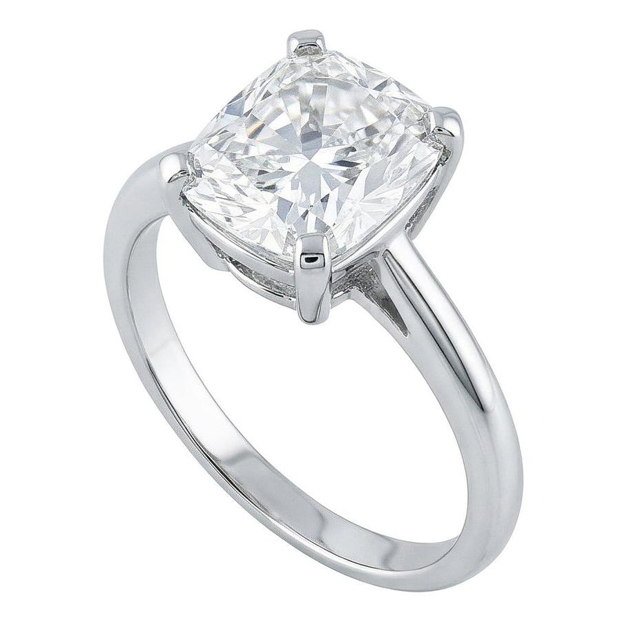 Großer Solitärring mit Echt Aus der Erde Abgebauter Natürlicher Diamant im Kissen Cut 3 Karat