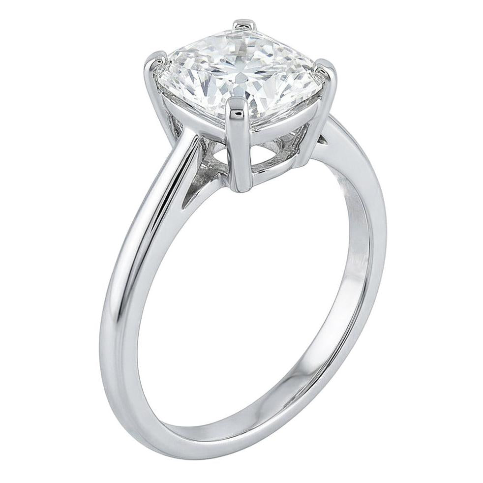 Großer Solitärring mit Echt Aus der Erde Abgebauter Natürlicher Diamant im Kissen Cut 3 Karat
