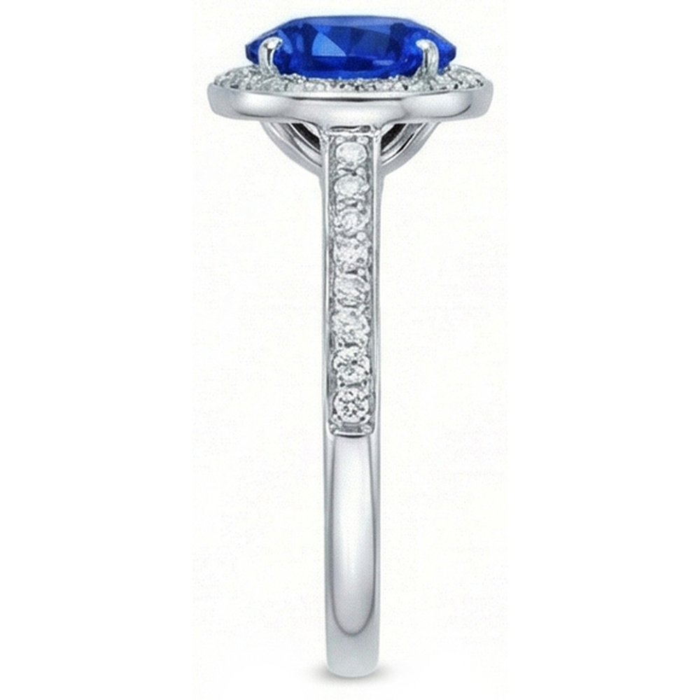 Großer Sri Lanka Saphir & Aus der Erde Abgebauter Natürlicher Diamanten Ehering mit kleinen Aus der Erde Abgebauter Natürlicher Diamanten 3 Ct