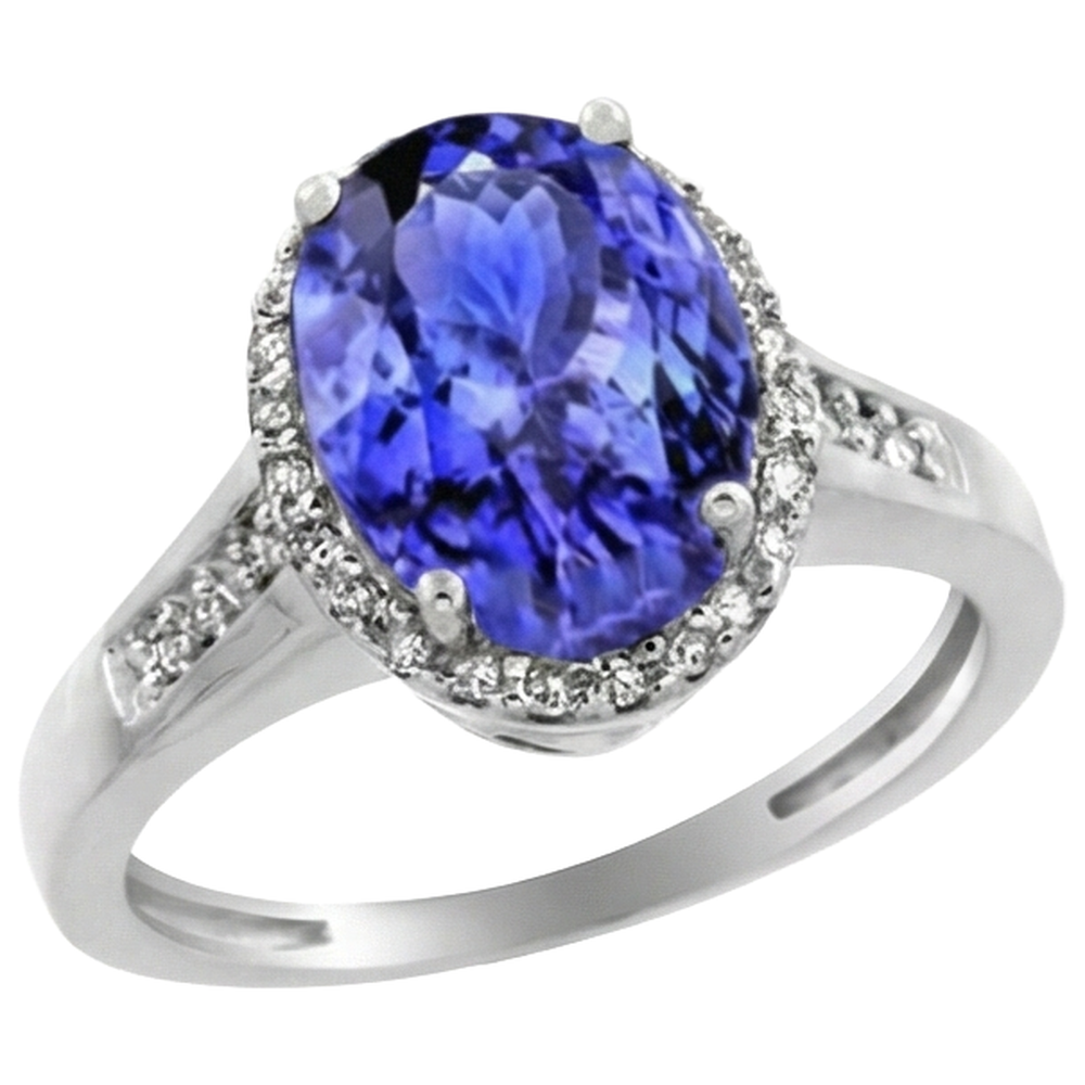 Großer Tansanit mit kleinen Aus der Erde Abgebauter Natürlicher Diamanten 5,75 Karat Ring Weißgold 14K