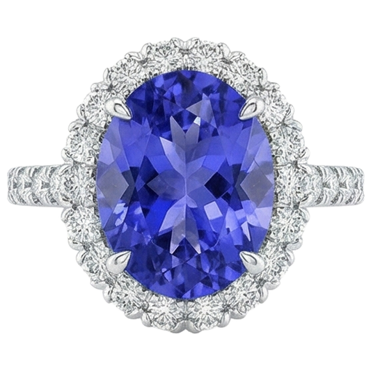 echter oval tansanit 18Karat ring Seitenansicht
