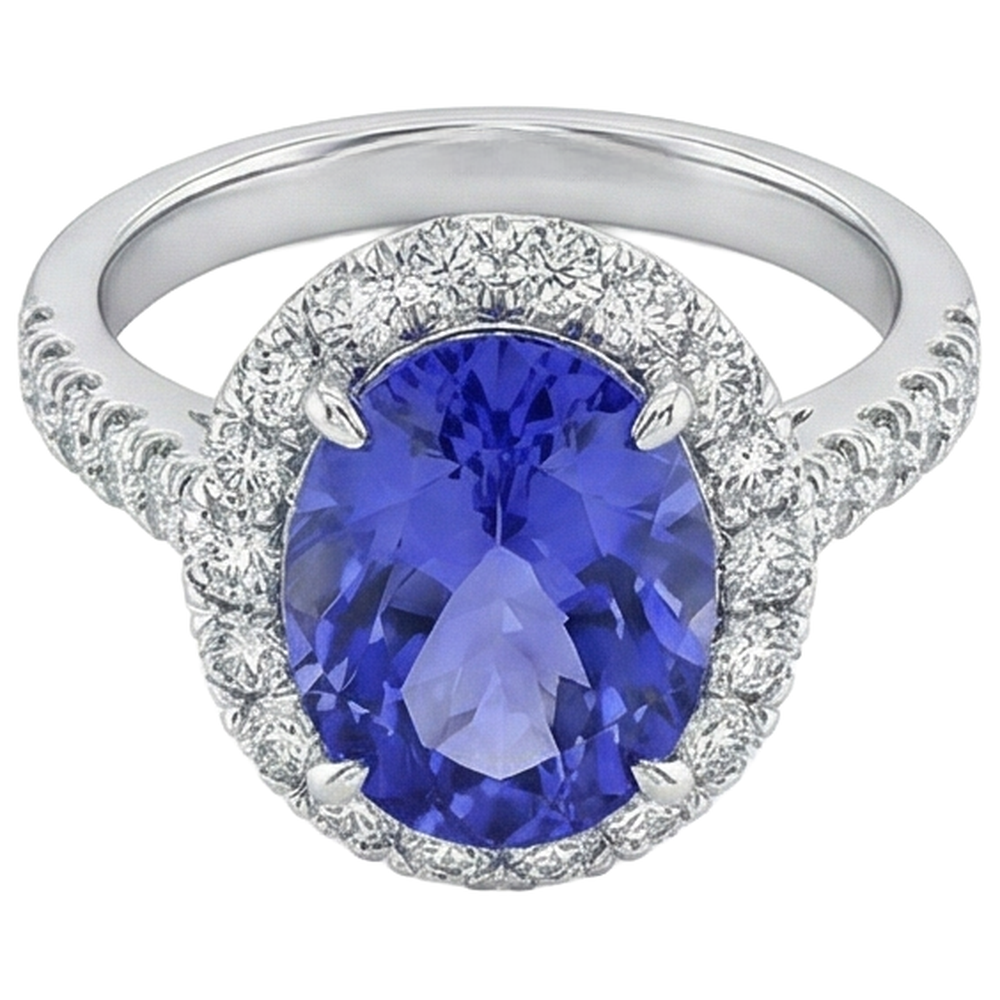 echter oval tansanit 18Karat ring Detailansicht