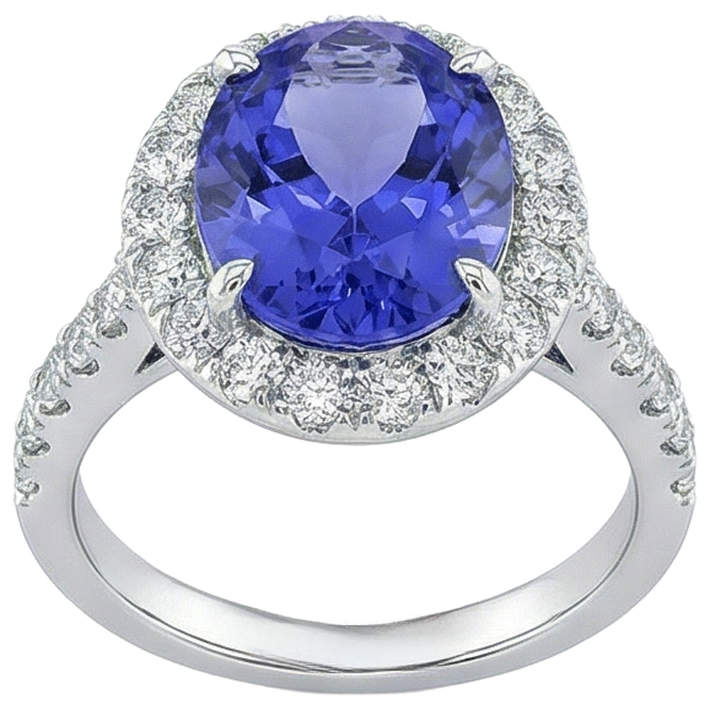 echter oval tansanit 18Karat ring Draufsicht